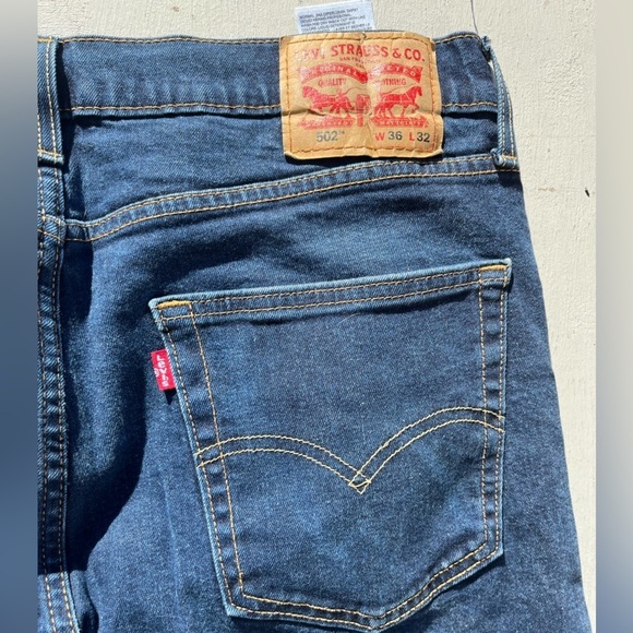 Men’s Levi’s 502 Jeans Blue Straight Leg 36x32 Icon Denim Athletic Stretch Slim - Picture 11 of 13
